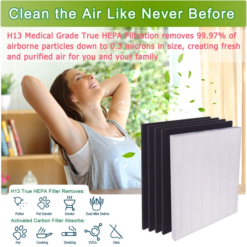 Flintar D480 Filter D4, Compatible with Winix D480 Air Purifier, H13 Grade Filtration and 4 Activated Carbon Filters, Item Number 1712-0100-02, D4-Filter - Image 4